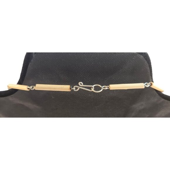 Handmade Bohemian Necklace With Brown Wood Beads & Dangle Accents - Picture 5 of 7